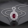 LCB0219银镀18K白金蛋形培育彩宝莫桑钻项链主石7*5mm/1.0ct 3